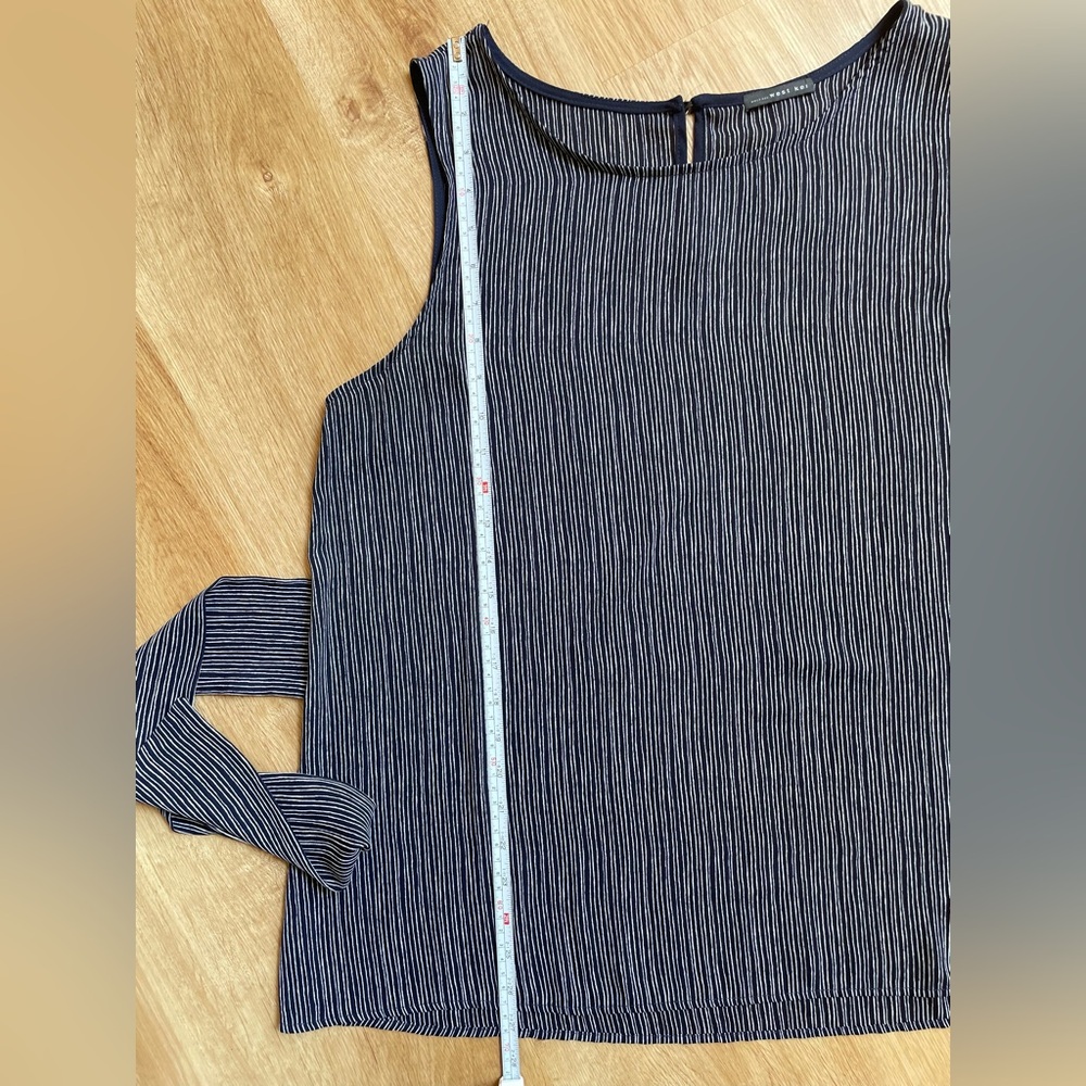 West Kei Carey tie front blouse sleeveless blue white stripes XL - Picture 7 of 9